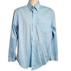 LAUREN RALPH LAUREN Blue Classic Fit Non-Iron Button-Down Dress Shirt - Men's 16